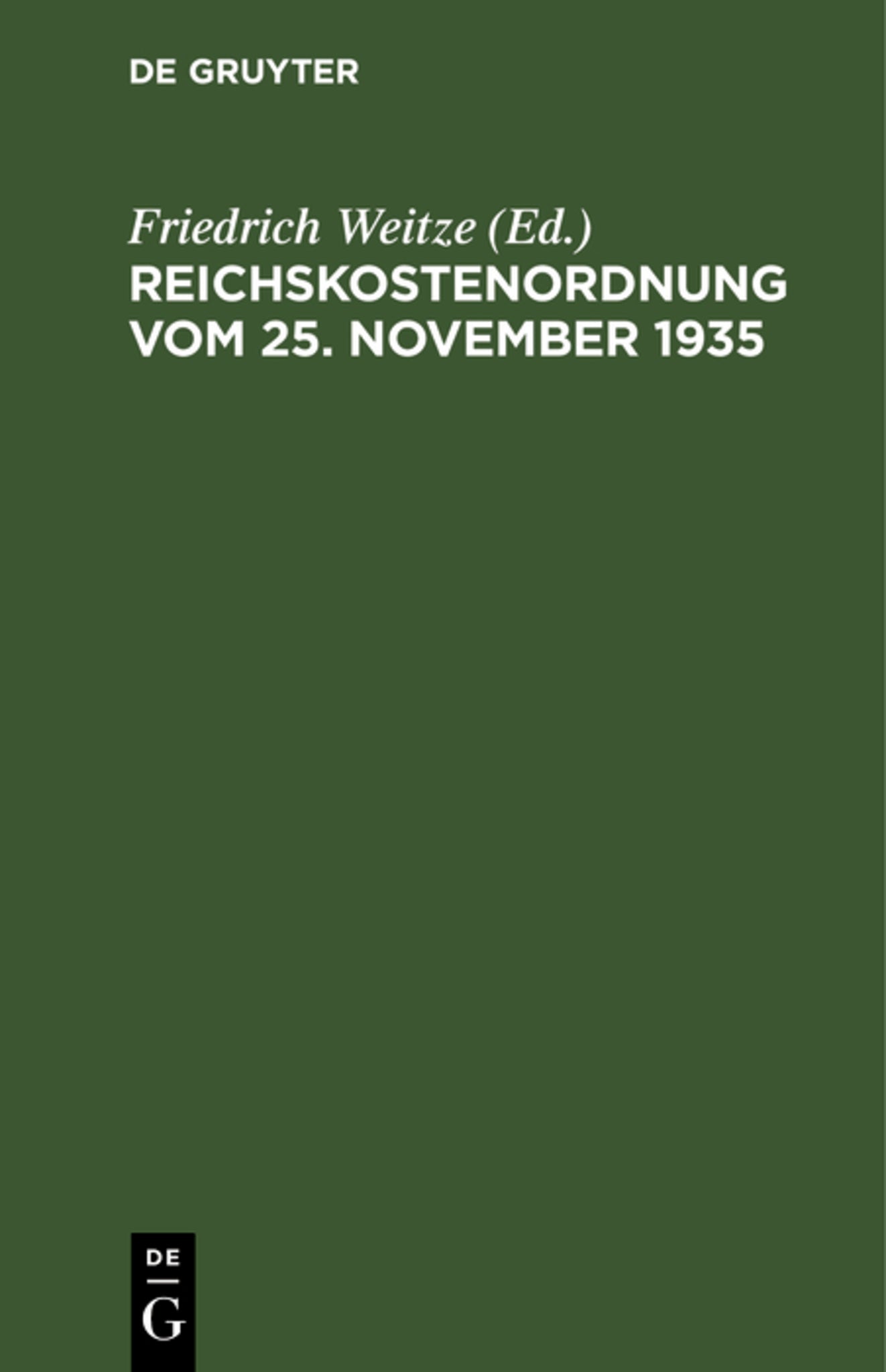 Reichskostenordnung vom 25. November 1935